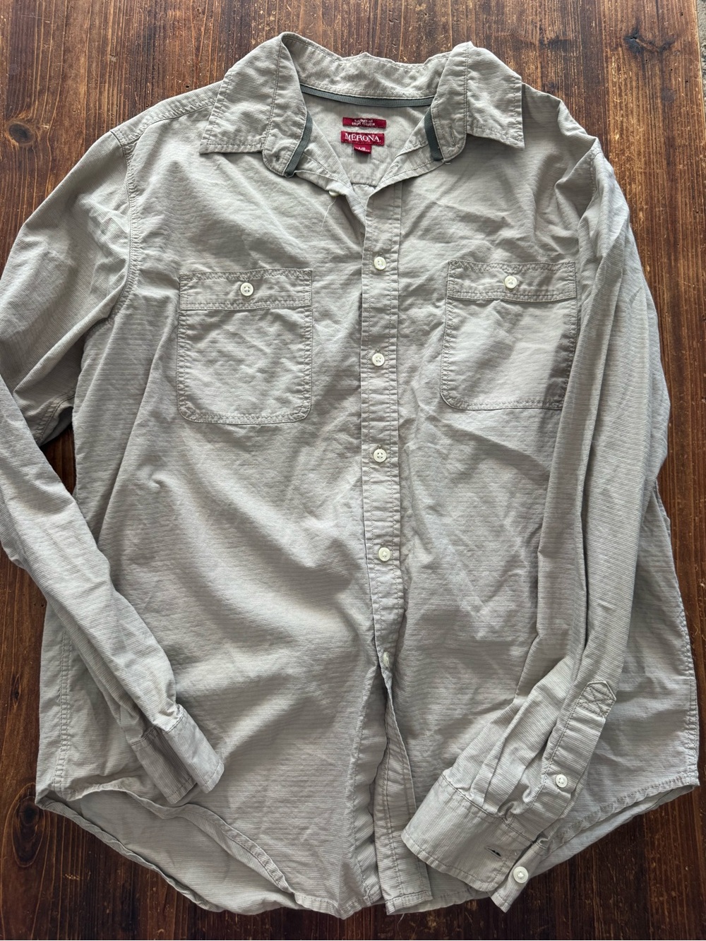 Merona Men's Light Gray Casual Button-Down Shirt